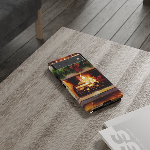 Candles on the Hearth Decorated for Christmas - Impact Resistant Phone Case